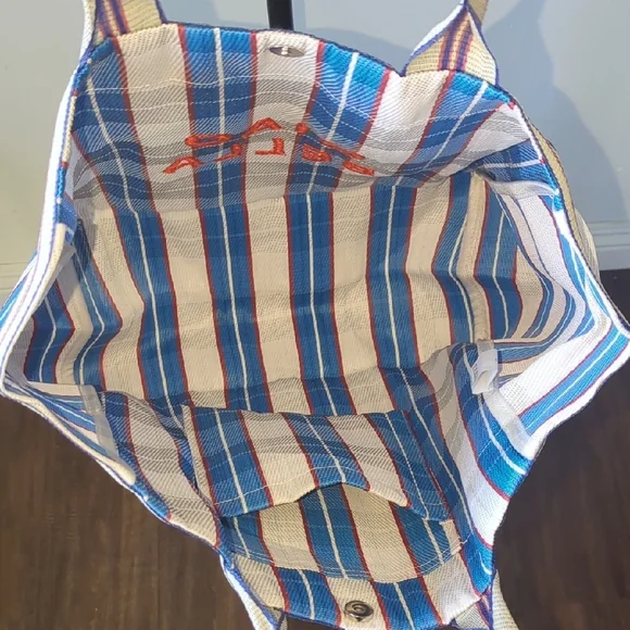 Striped Blue and Red Tote Bag - Picture 3 of 5